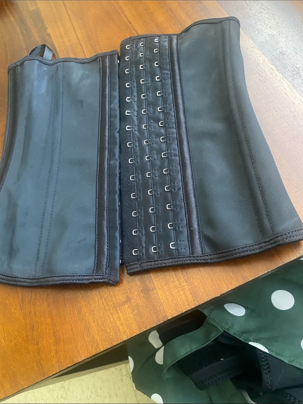 Black Waist Trainer Corset with Front Hook Closure